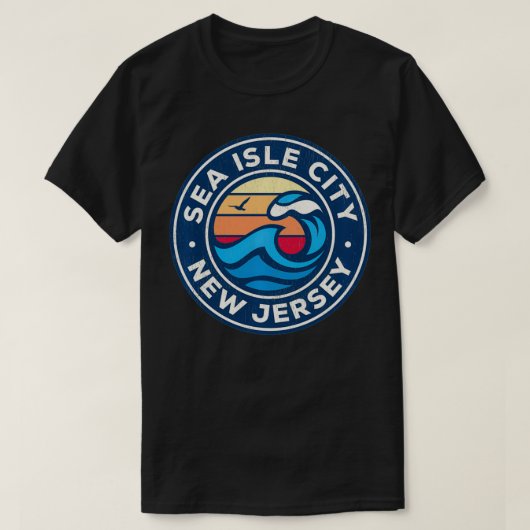 Zee Isle City New Jersey NJ  Nautical Waves T-shirt (Design voorkant)