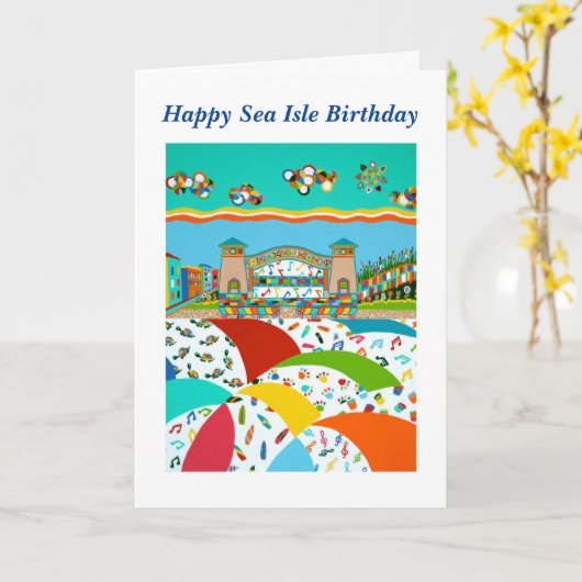 Zee Isle City, NJ Band Shell Verjaardag Kaart (Gele Bloem)