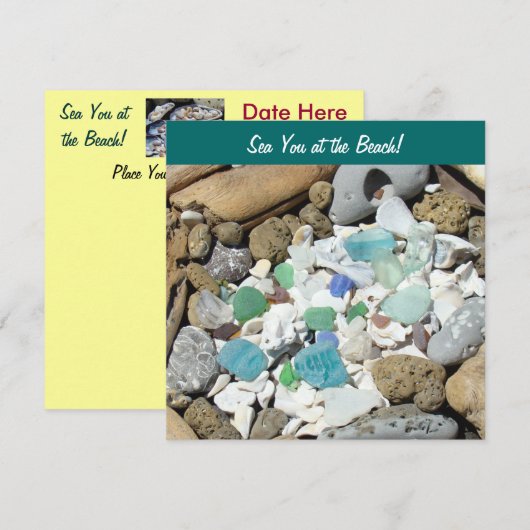 Zee je bij de Beach! Uitnodigingen! KustFossils Kaart (Voorkant / Achterkant)