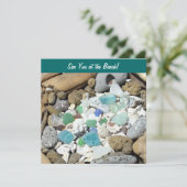 Zee je bij de Beach! Uitnodigingen! KustFossils Kaart (Staand voorkant)