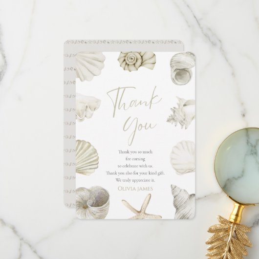 Zee je binnenkort baby shower bedankkaart (Voorkant / Achterkant in situ)