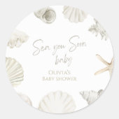 Zee je binnenkort baby shower ronde sticker (Voorkant)