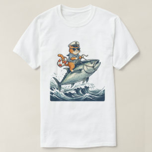 Zee Kapitein Kat Avontuur Oude Visserij T-shirt