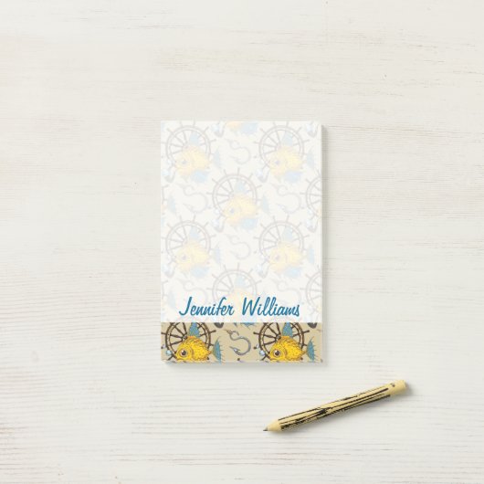 Zee kapitein vispatroon | Jouw namen toevoegen Post-it® Notes (Op bureau)