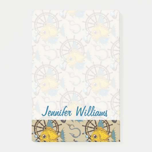 Zee kapitein vispatroon | Jouw namen toevoegen Post-it® Notes (Voorkant)