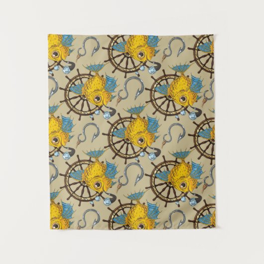 Zee kapitein vispatroon wandkleed (Voorkant)