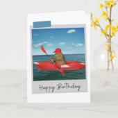 Zee Kayak Cat Funny Birthday Card Kaart (Gele Bloem)