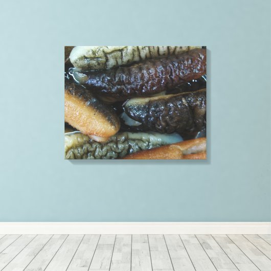 Zee Komkommer ... Yaowarat Market Food Canvas Afdruk (Insitu (Houten vloer))