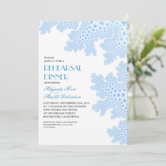 Zee Koraal Blauw Repetitie Diner Uitnodiging (Staand voorkant)