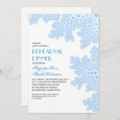 Zee Koraal Blauw Repetitie Diner Uitnodiging (Voorkant / Achterkant)