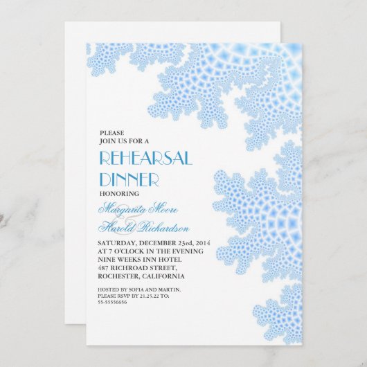 Zee Koraal Blauw Repetitie Diner Uitnodiging (Voorkant / Achterkant)