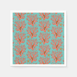 Zee koraal met zee wezens servet