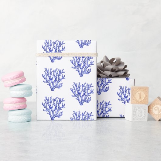 Zee koraalrif blauw wit cadeaupapier (Baby Shower)