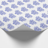 Zee koraalrif blauw wit cadeaupapier (Hoek)