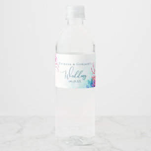 Zee koraalrif Waterverf Waterfles Etiket