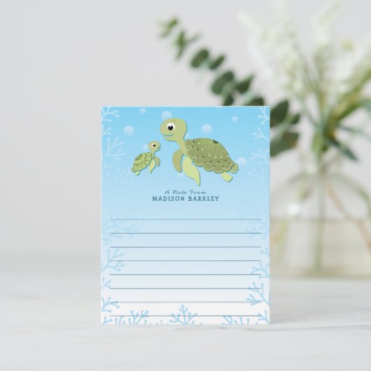 Zee Kortvlakke Briefpapier kaarten voor schildpad  (Staand voorkant)