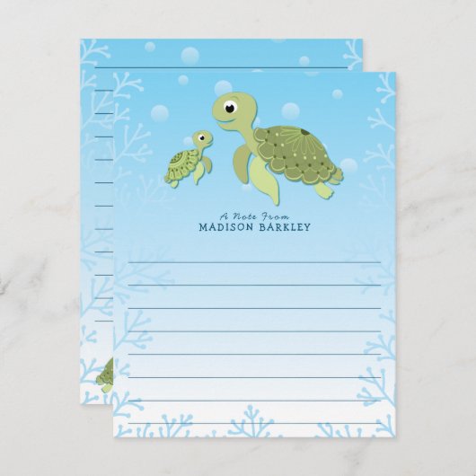 Zee Kortvlakke Briefpapier kaarten voor schildpad  (Voorkant / Achterkant)