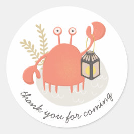 Zee krab. Nieuwsfeest Nautische kinderen bedankt Ronde Sticker