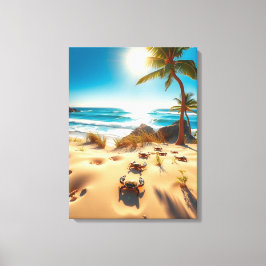 Zee Krabben op Tropisch Strand – Serene Oceaan Canvas Afdruk