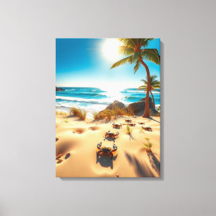 Zee Krabben op Tropisch Strand – Serene Oceaan Canvas Afdruk