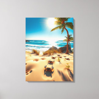 Zee Krabben op Tropisch Strand – Serene Oceaan Canvas Afdruk