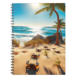 Zee Krabben op Tropisch Strand – Serene Oceaan Notitieboek