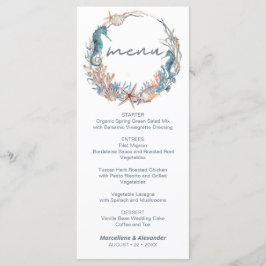 Zee Krans | Tropisch Strand Watercolor Trouwfeest Menu