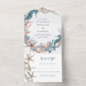 Zee Krans | Zeepaardje en Schelpen Strand All In One Uitnodiging (Binnen)