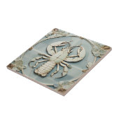 Zee kreeft Art Nouveau Faux Relief Mint Ocean Tegeltje (Zijkant)
