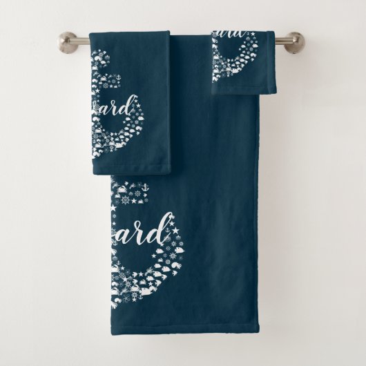 Zee Kristallen Anchor Nautical / Coastal Bad Handdoek (Insitu)