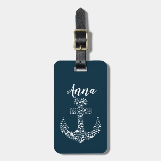 Zee Kristallen Anchor Nautical / Coastal Bagagelabel (Voorkant verticaal)