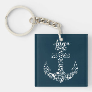 Zee Kristallen Anchor Nautical / Coastal Sleutelhanger