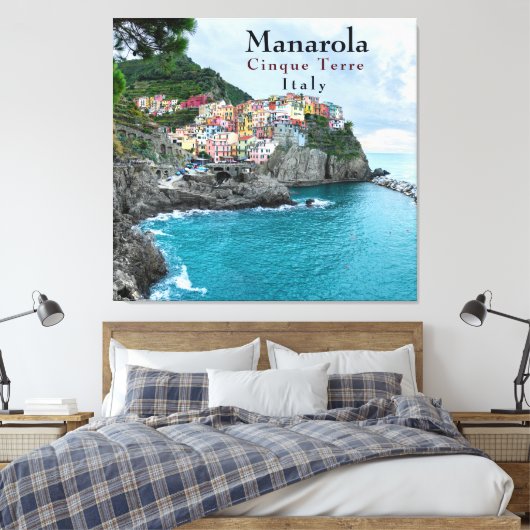 Zee Kust Cinque Terre Manarola Italië Canvas Afdruk (Insitu (Slaapkamer))