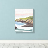 Zee Kust | Kust Watercolor Schilderij Canvas Afdruk (Insitu (Houten vloer))