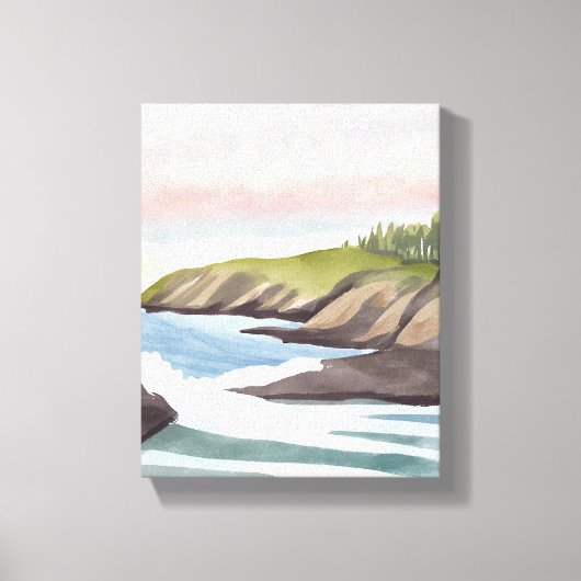 Zee Kust | Kust Watercolor Schilderij Canvas Afdruk (Voorkant)