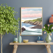 Zee Kust | Kust Watercolor Schilderij Poster