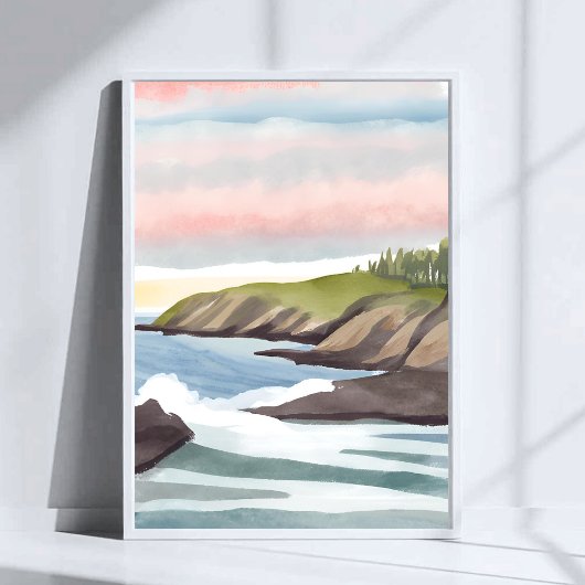 Zee Kust | Kust Watercolor Schilderij Poster