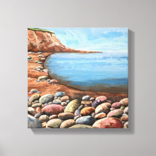 Zee kust kustlijn rotsen oceaan canvas afdruk