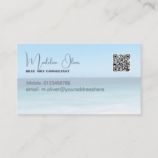 Zee Kustblauw Modern Stijlvol Visitekaartje (Achterkant)