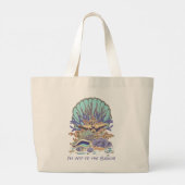 Zee Kustdoornbuis Blauwgroen en Paars Grote Tote Bag (Achterkant)