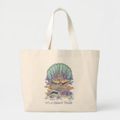 Zee Kustdoornbuis Blauwgroen en Paars Grote Tote Bag (Voorkant)