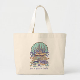 Zee Kustdoornbuis Blauwgroen en Paars Grote Tote Bag