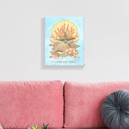 Zee Kustdoornbuis Blauwgroen en Paars Poster Canvas Afdruk (Insitu (Woonkamer))