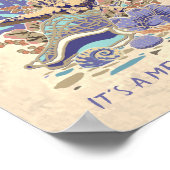 Zee Kustdoornflesje Blauwgroen, koraal, Paars Post Poster (Hoek)