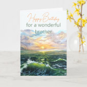 Zee Landschap Oil Painting Brother Birthday Kaart (Gele Bloem)