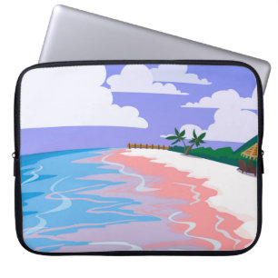 Zee landschap tropisch strand met roze zand, b laptop sleeve