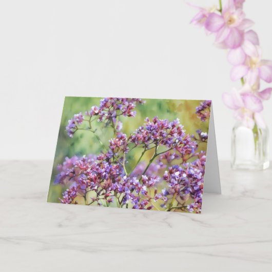 Zee Lavendelbloemen Floral Art Note Kaart (Orchidee)