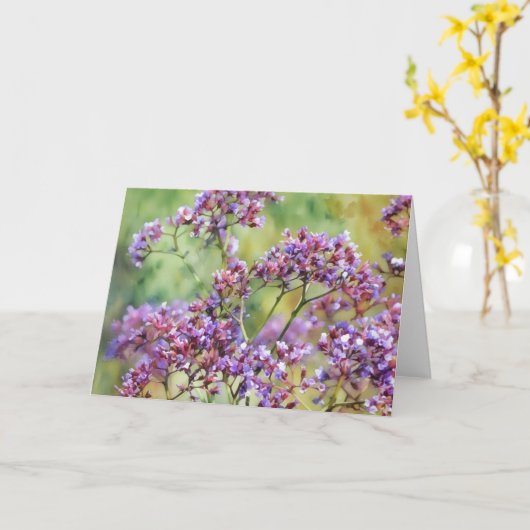 Zee Lavendelbloemen Floral Art Note Kaart (Gele Bloem)