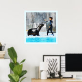 Zee leeuw met trainer poster (Thuiskantoor)
