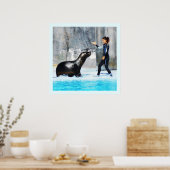 Zee leeuw met trainer poster (Keuken)
